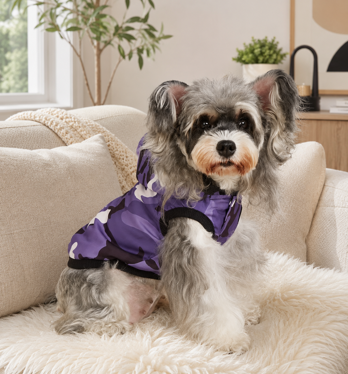 Camouflage purple hooded padded jacket