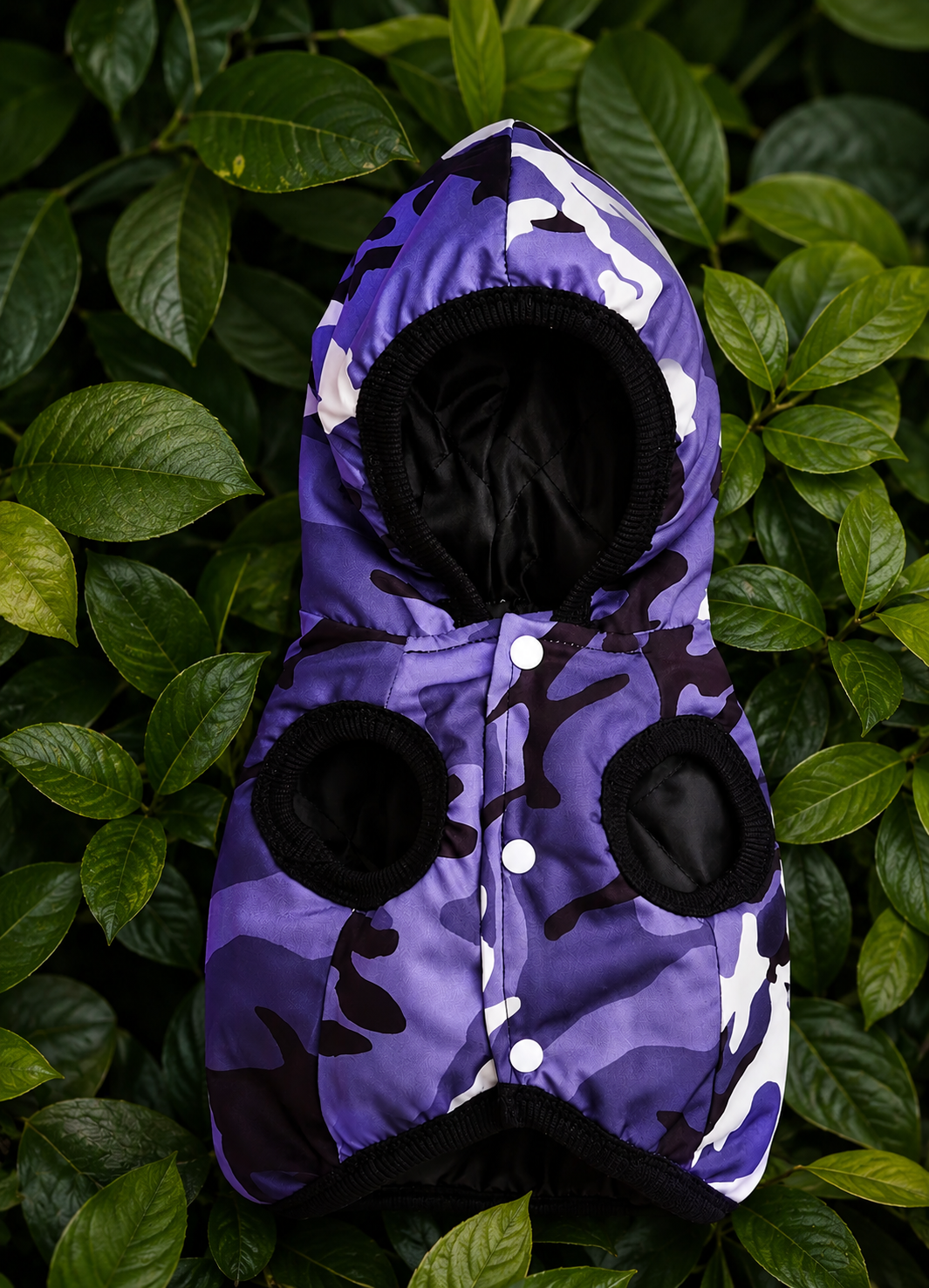 Camouflage purple hooded padded jacket