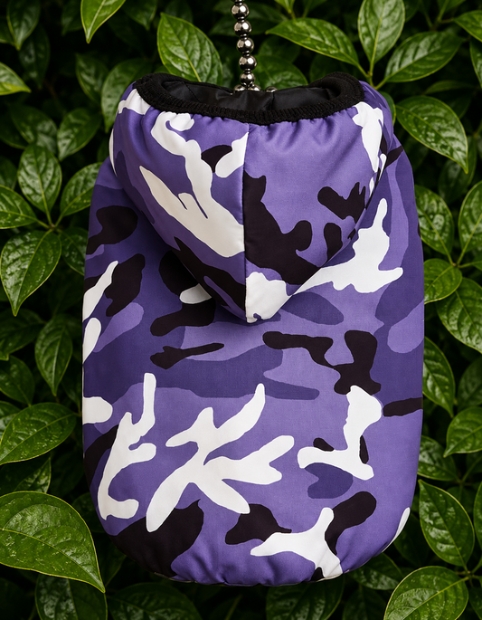 Camouflage purple hooded padded jacket