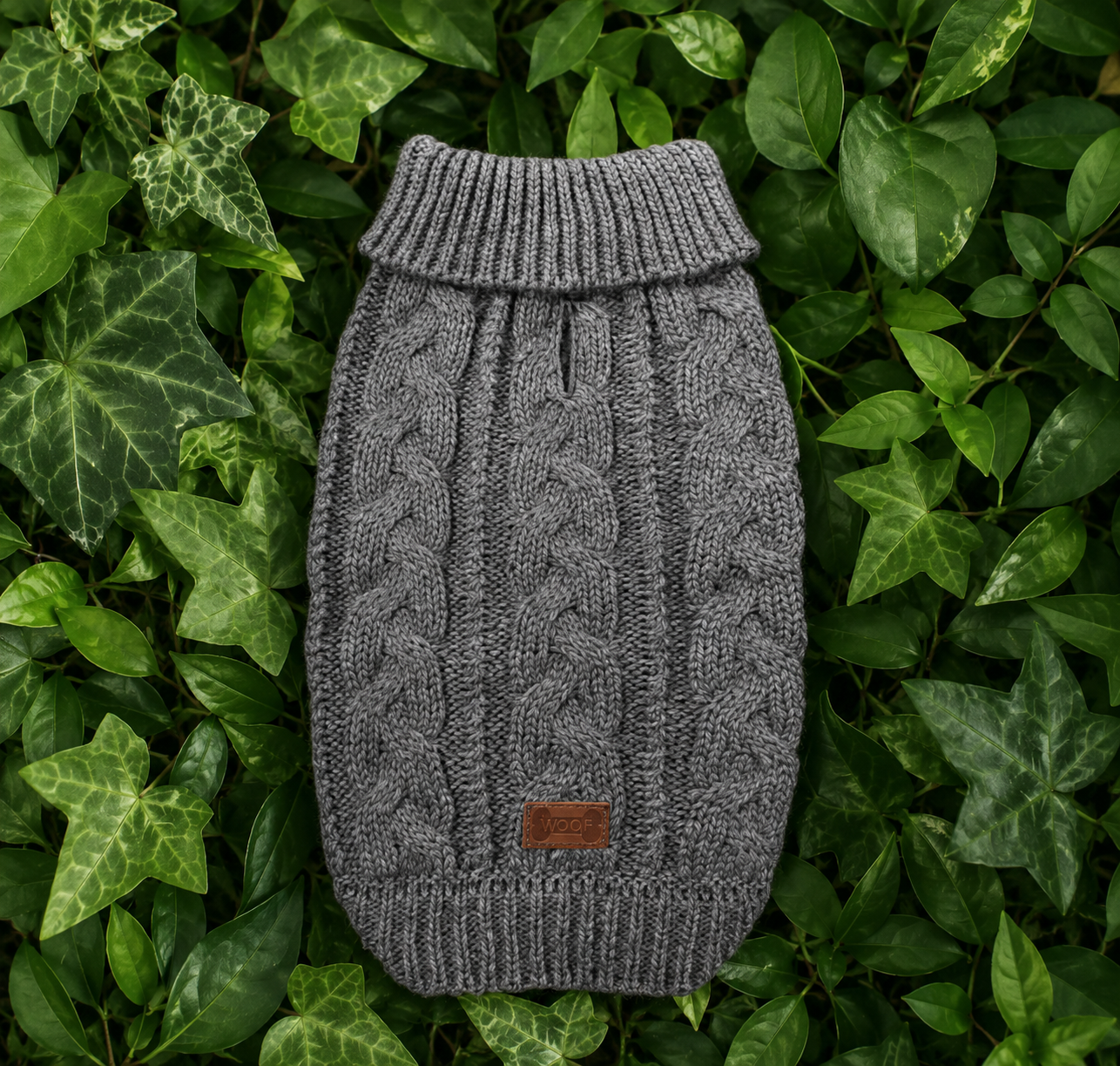 Grey Cable Knit Dog Sweater