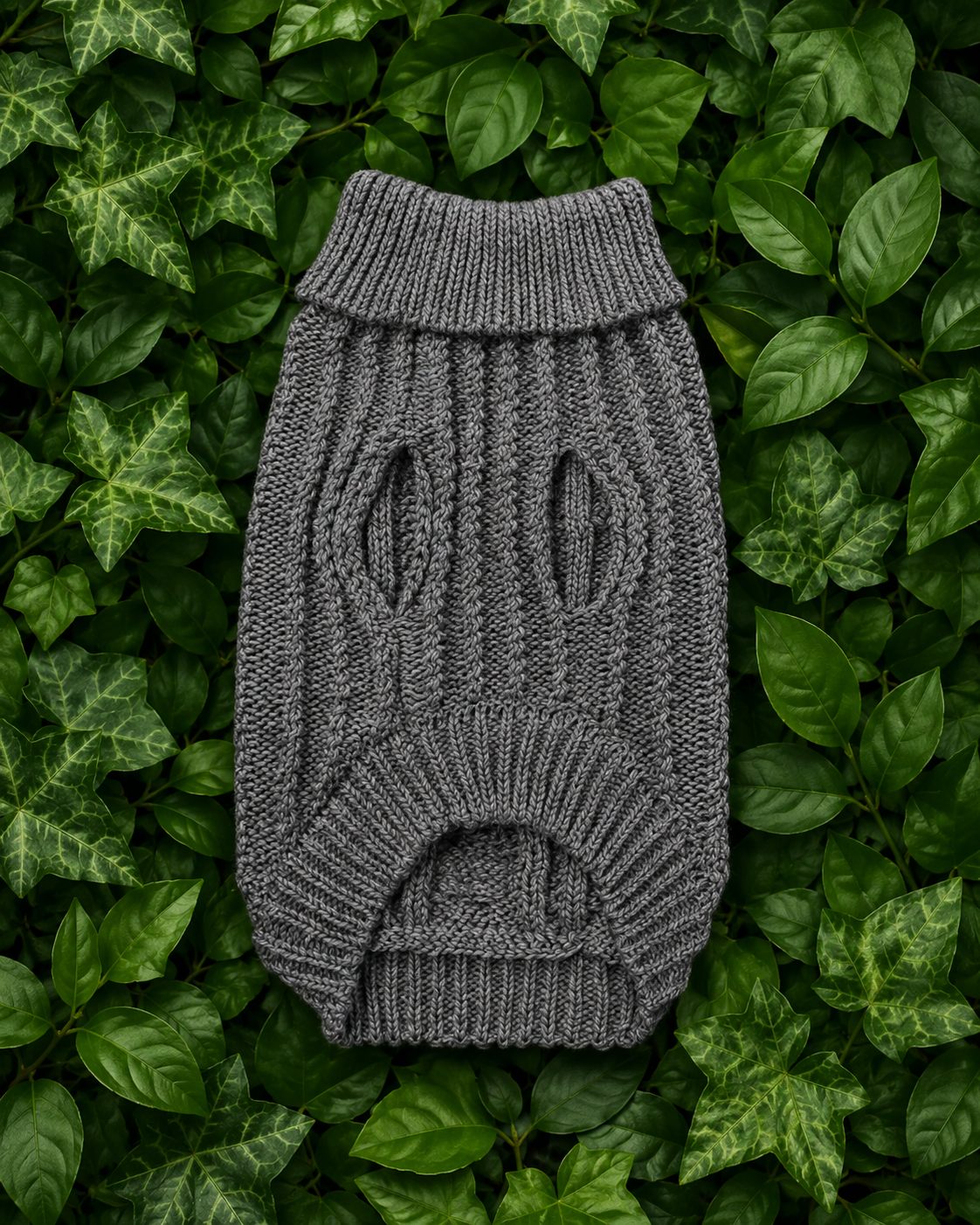 Grey Cable Knit Dog Sweater