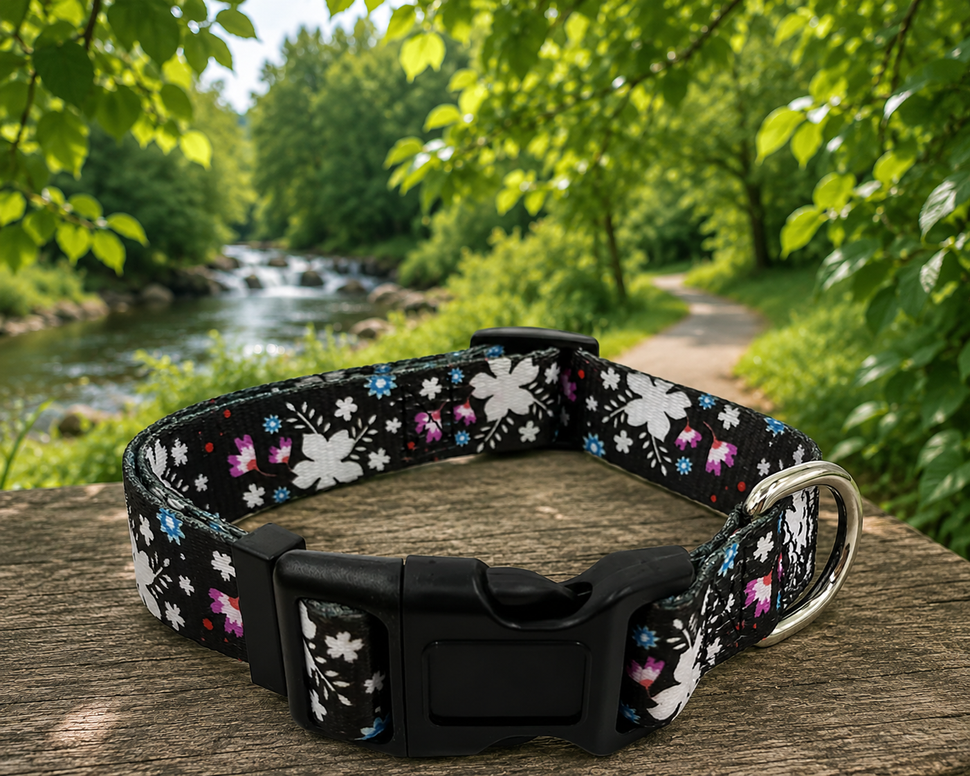 Midnight Bloom Dog Collar