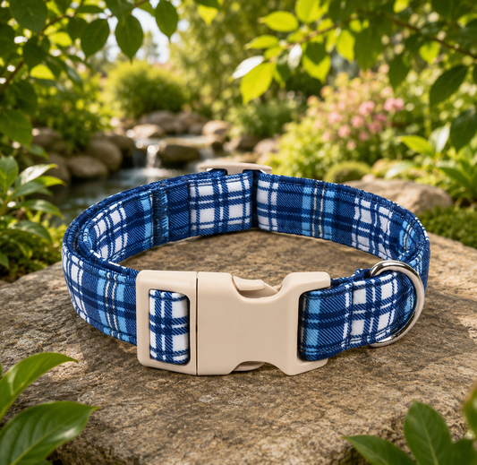 Bluebell Plaid Dog Collar