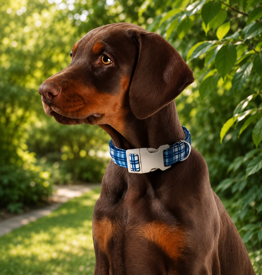 Bluebell Plaid Dog Collar