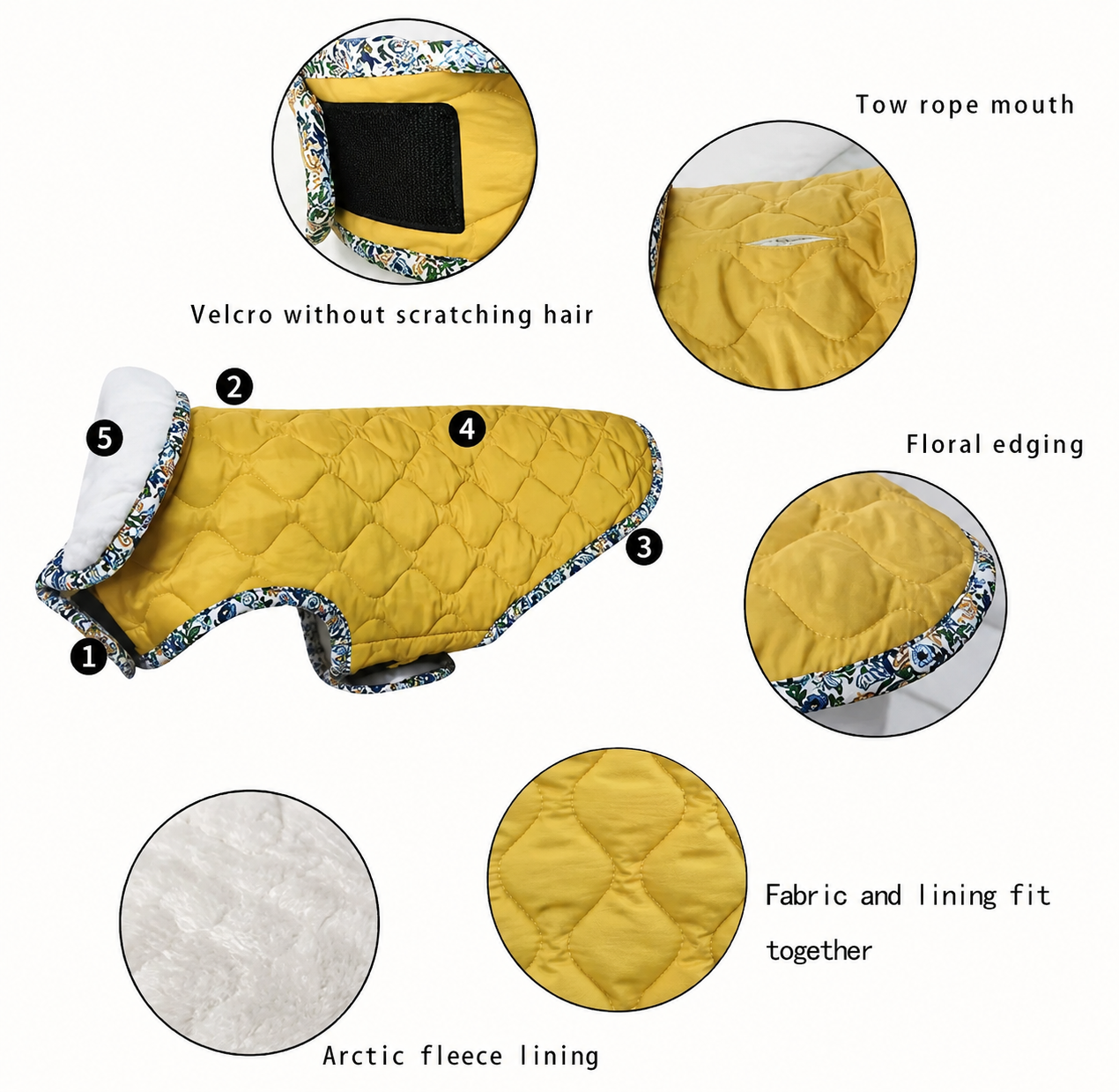 Padded Velcro Strap Jacket (with Floral Edging)