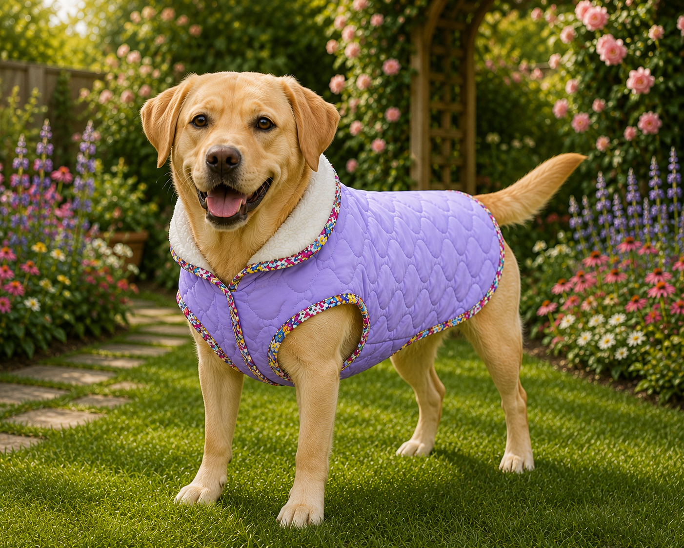 Padded Velcro Strap Jacket (with Floral Edging)