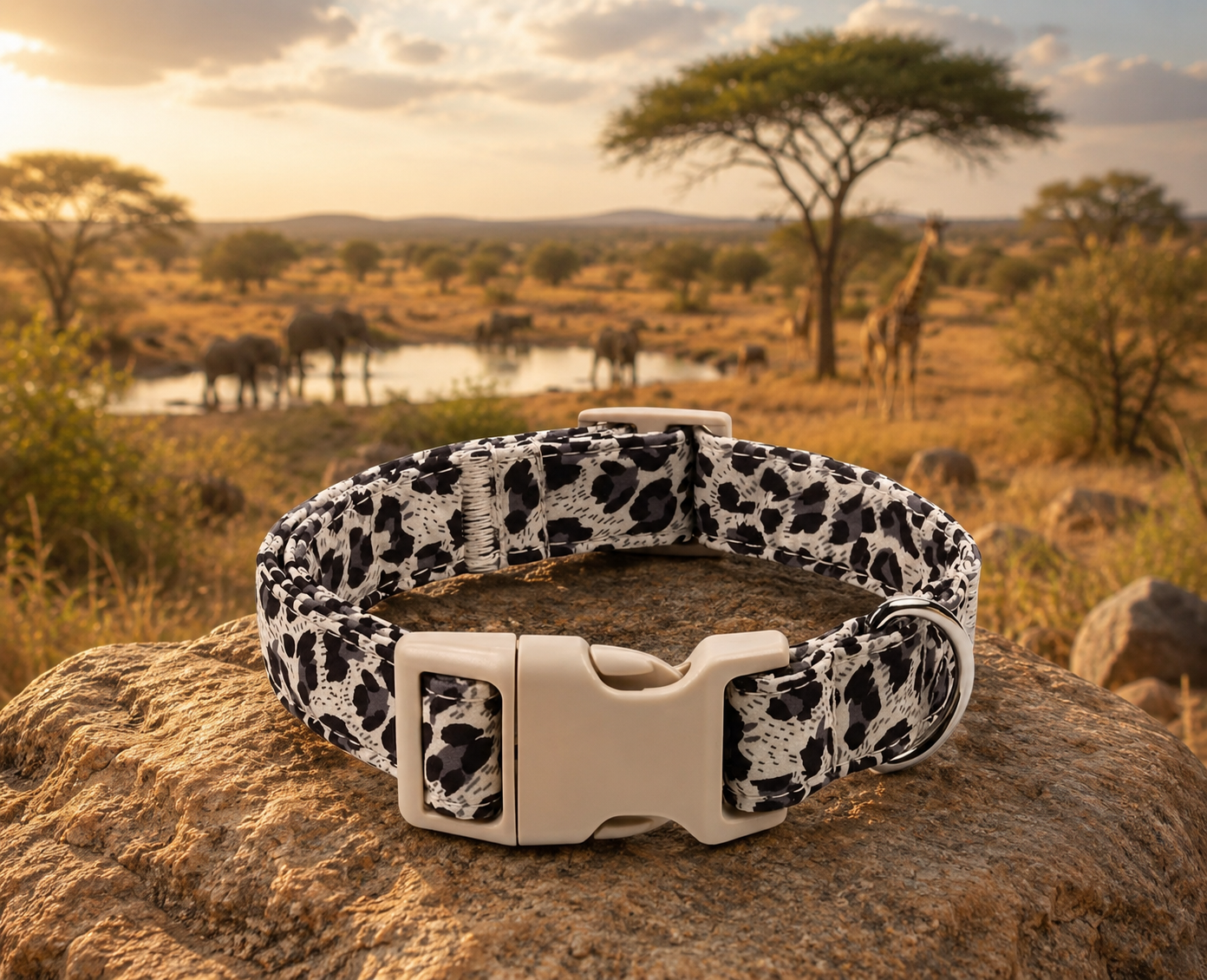 The Wild Luxe Collection – Silvery Leopard Print Dog Collar