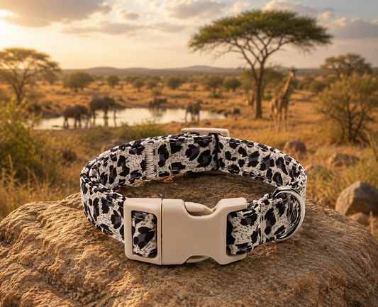 The Wild Luxe Collection – Silvery Leopard Print Dog Collar